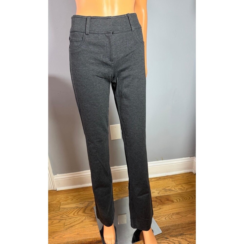 Cache Dress Pants Womens Size 0 Charcoal Gray Stretch Flare Zipper Pockets NWT.